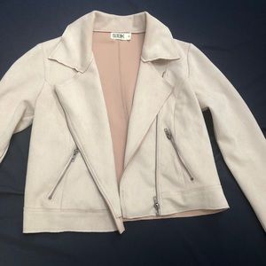 Blush Faux Suede Moto Jacket